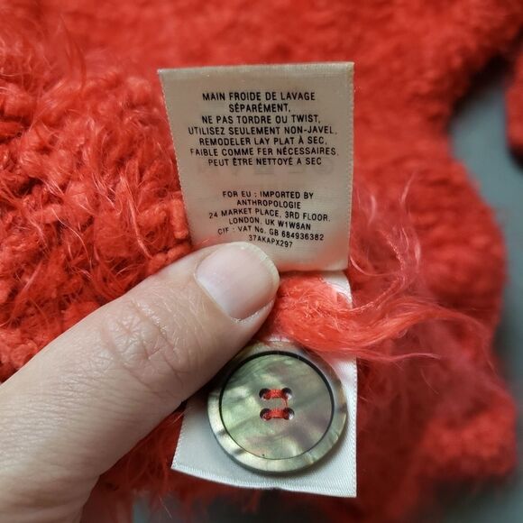 Moth Fuzzy Red Wool blend button up Cardigan in Red. - Picture 5 of 11